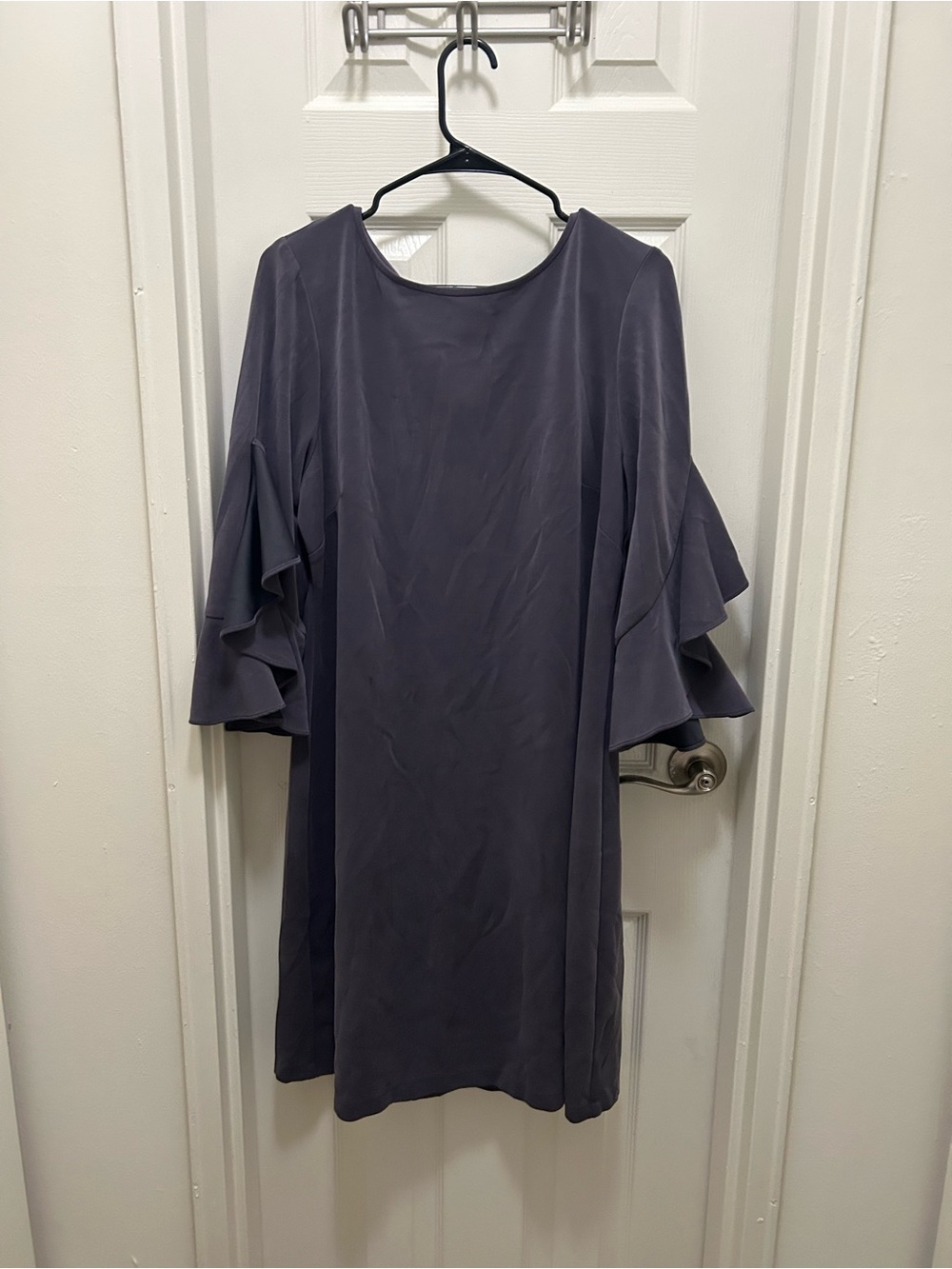 Taylor Slate Gray Ruffle Sleeve Shift Dress
